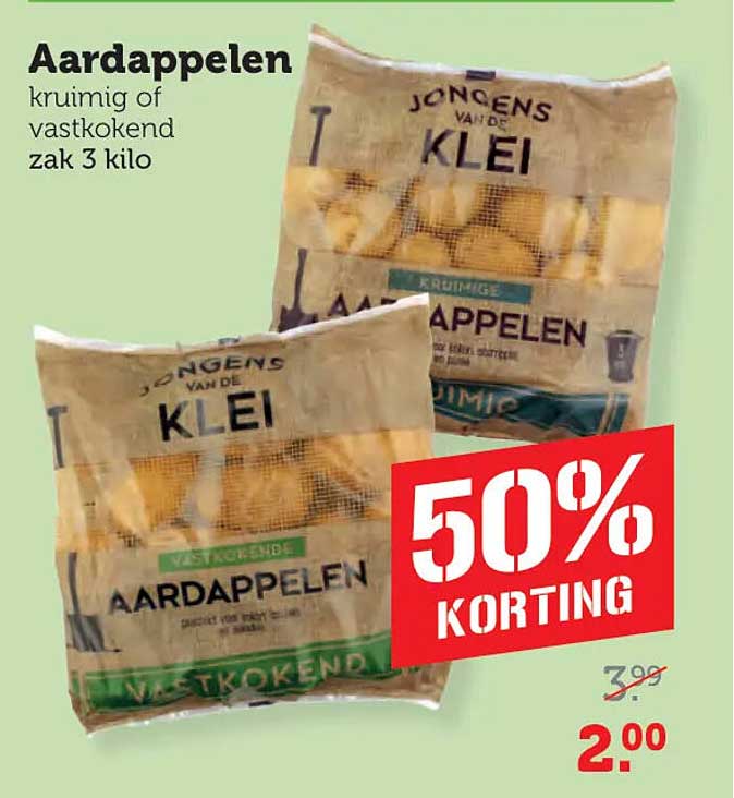 Aardappelen kruimig of vastkokend zak 3 kilo 50% korting
