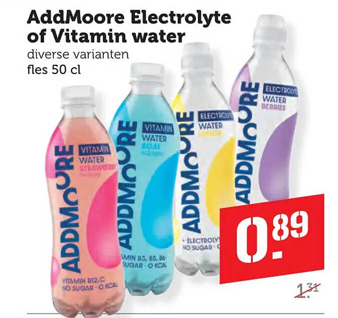 AddMoore Electrolyte of Vitamin water diverse varianten fles 50 cl