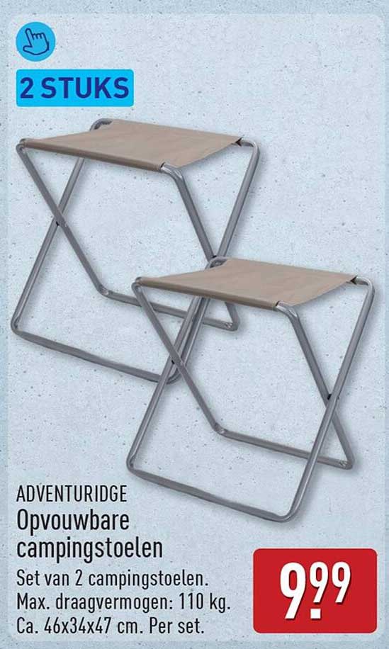 ADVENTURIDGE Opvouwbare campingstoelen 2 STUKS