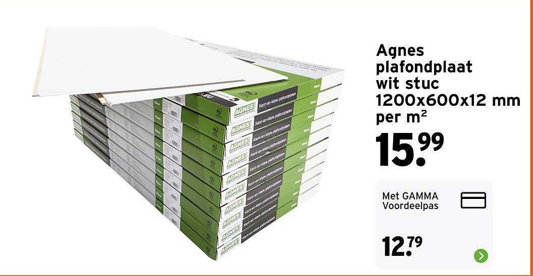 Agnes plafondplaat wit stuc 1200x600x12 mm per m²