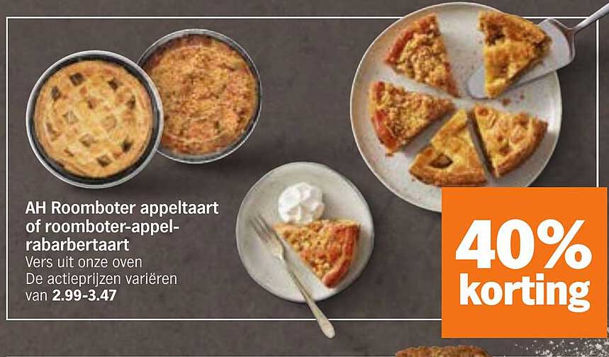 AH Roomboter appeltaart of roomboter-appel-rabarbertaart 40% korting