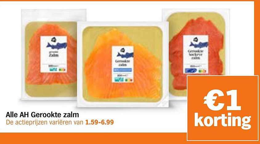 Alle AH Gerookte zalm €1 korting