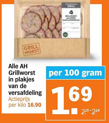 Alle AH Grillworst in plakjes van de versafdeling
