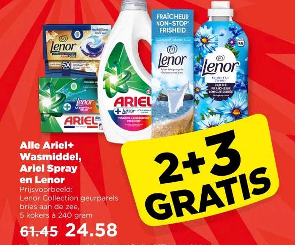 Alle Ariel+ Wasmiddel, Ariel Spray en Lenor 2+3 gratis