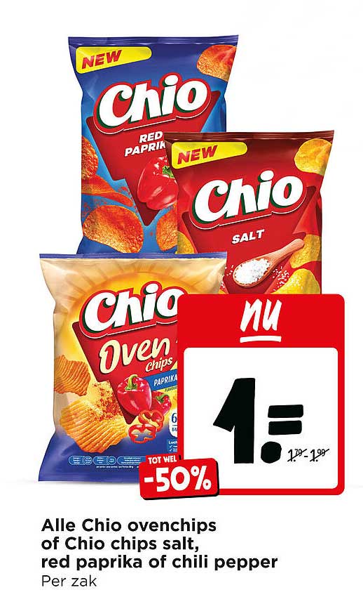 Alle Chio ovenchips of Chio chips salt, red paprika of chili pepper 1= TOT WEL -50%