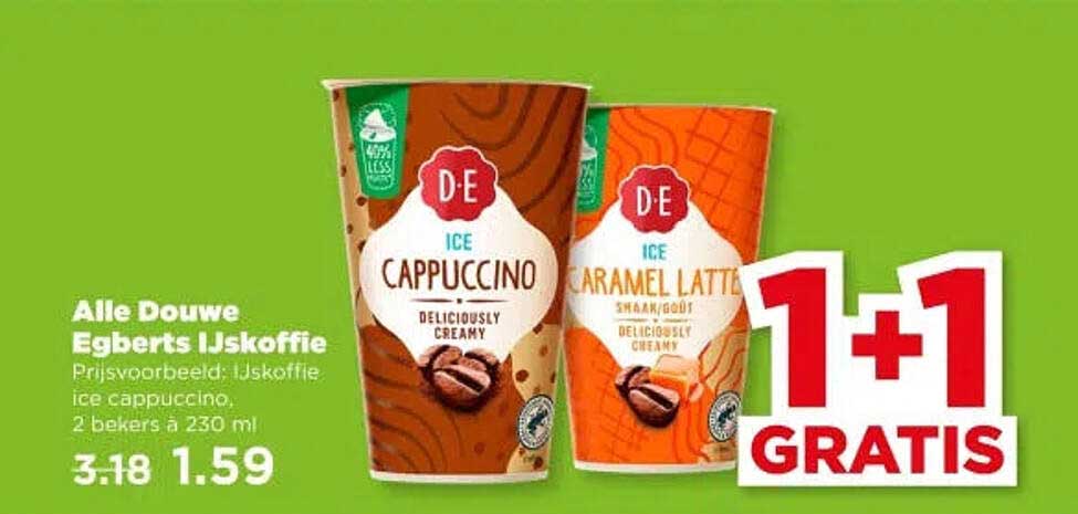 Alle Douwe Egberts IJskoffie 1+1 GRATIS
