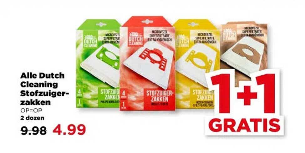 Alle Dutch Cleaning stofzuigerzakken 1+1 gratis