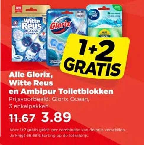 Alle Glorix, Witte Reus en Ambipur Toiletblokken 1+2 gratis