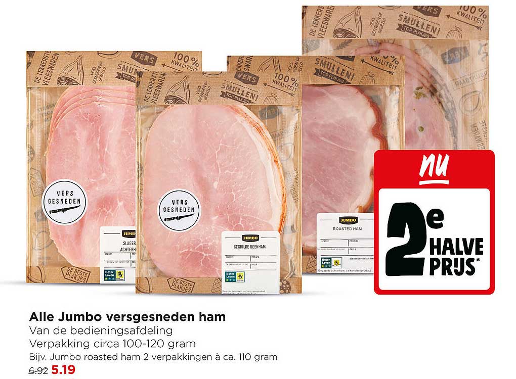 Alle Jumbo versgesneden ham 2e halve prijs