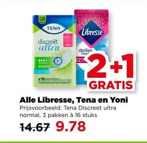 Alle Libresse, Tena en Yoni 2+1 GRATIS