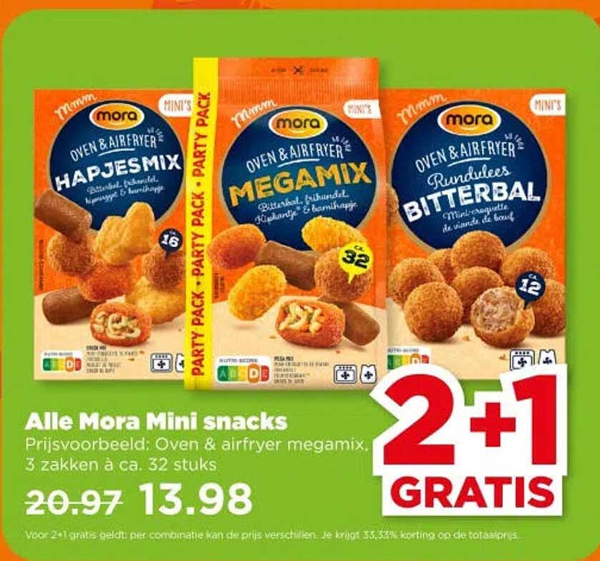 Alle Mora Mini snacks 2+1 GRATIS