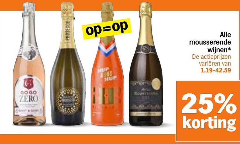 Alle mousserende wijnen* 25% korting