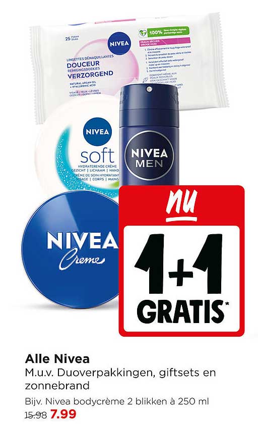 Alle Nivea 1+1 gratis