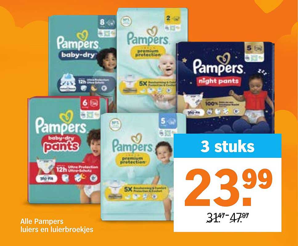 Alle Pampers luiers en luierbroekjes