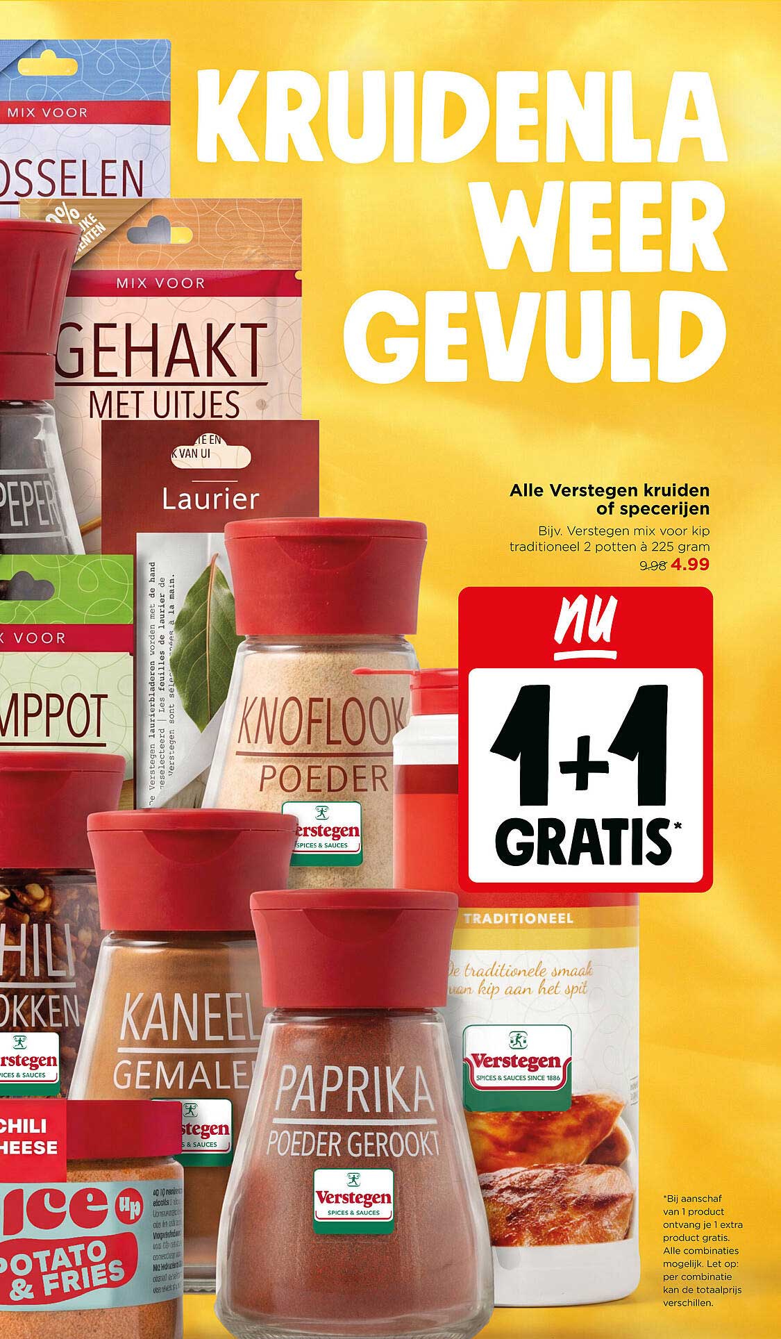 Alle Verstegen kruiden of specerijen 1+1 gratis