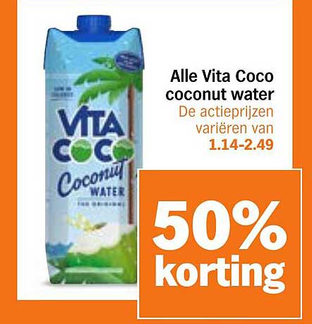 Alle Vita Coco coconut water 50% korting