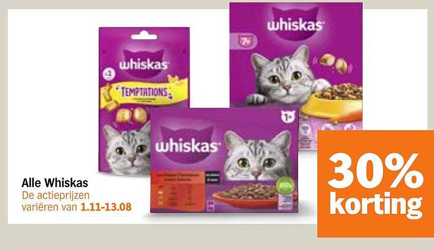 Alle Whiskas 30% korting