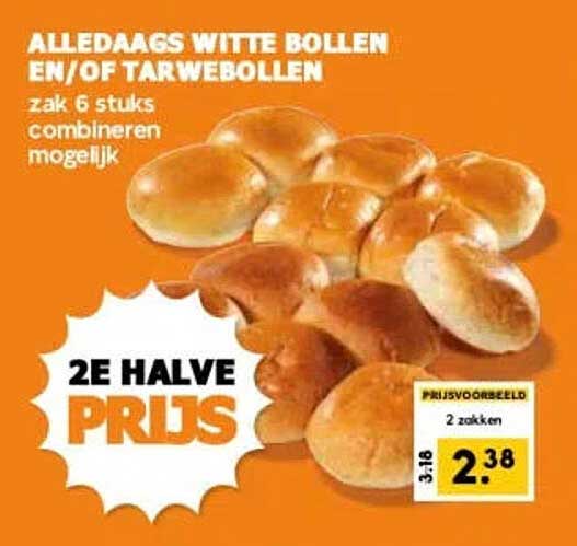 ALLEDAAGS WITTE BOLLEN EN/OF TARWEBOLLEN 2e halve prijs