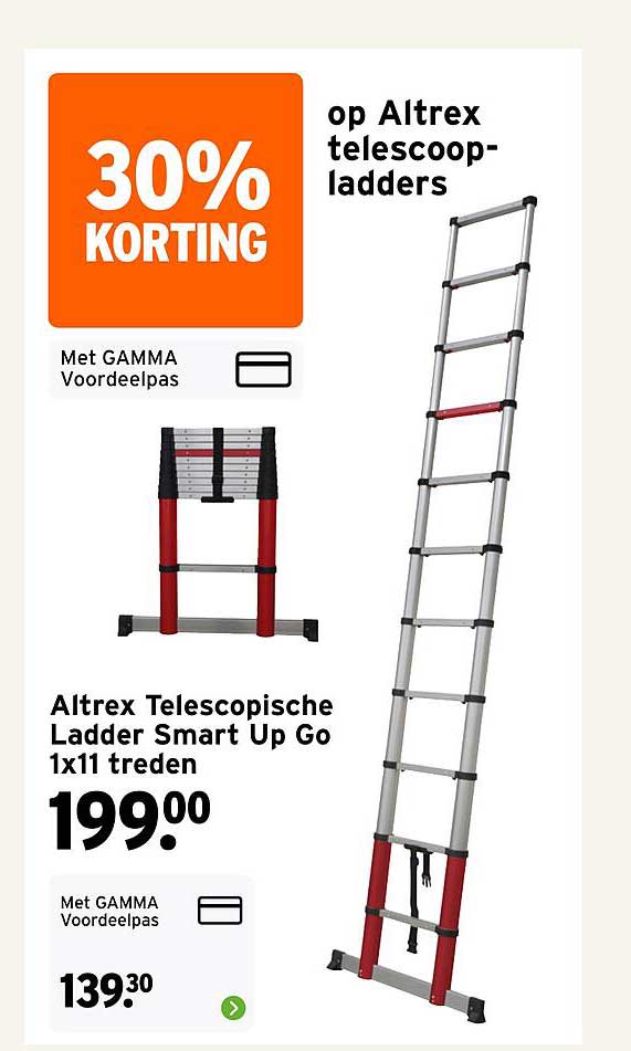 Altrex Telescopische Ladder Smart Up Go 1x11 treden 30% KORTING