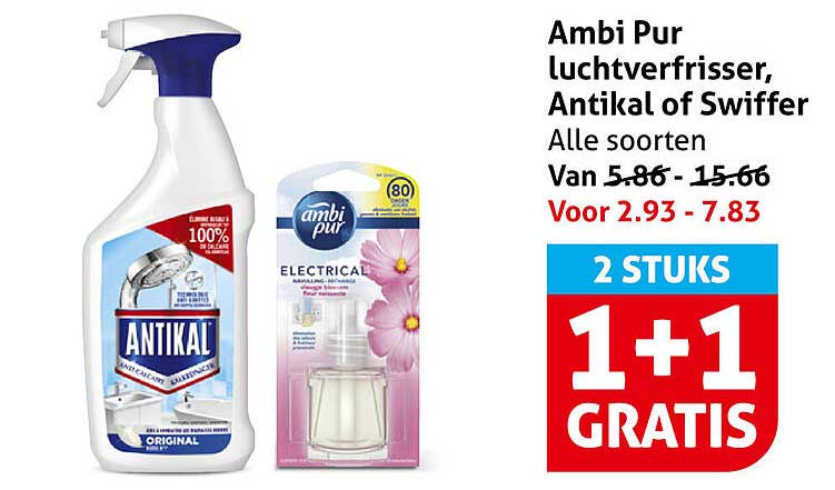 Ambi Pur luchtverfrisser, Antikal of Swiffer - Alle soorten 1+1 gratis