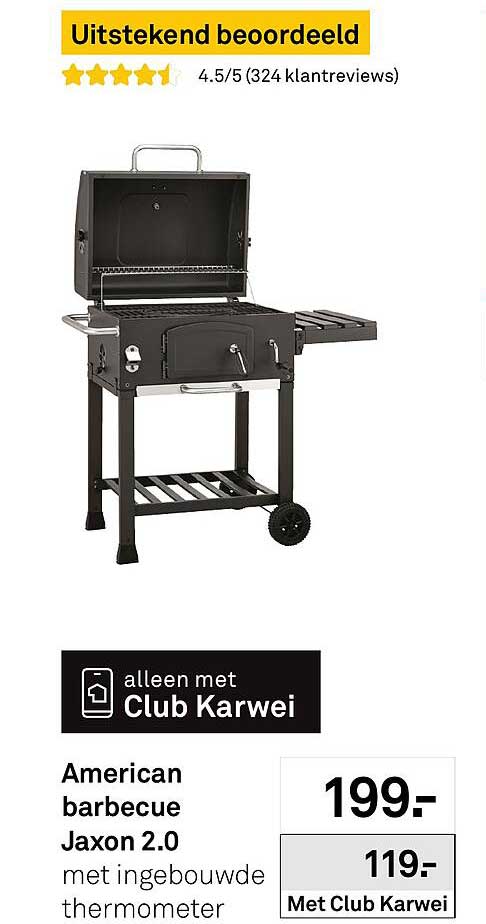 American barbecue Jaxon 2.0 met ingebouwde thermometer