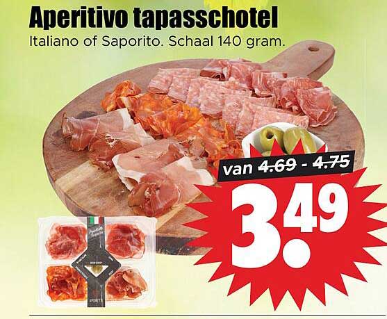 Aperitivo tapasschotel Italiano of Saporito. Schaal 140 gram.
