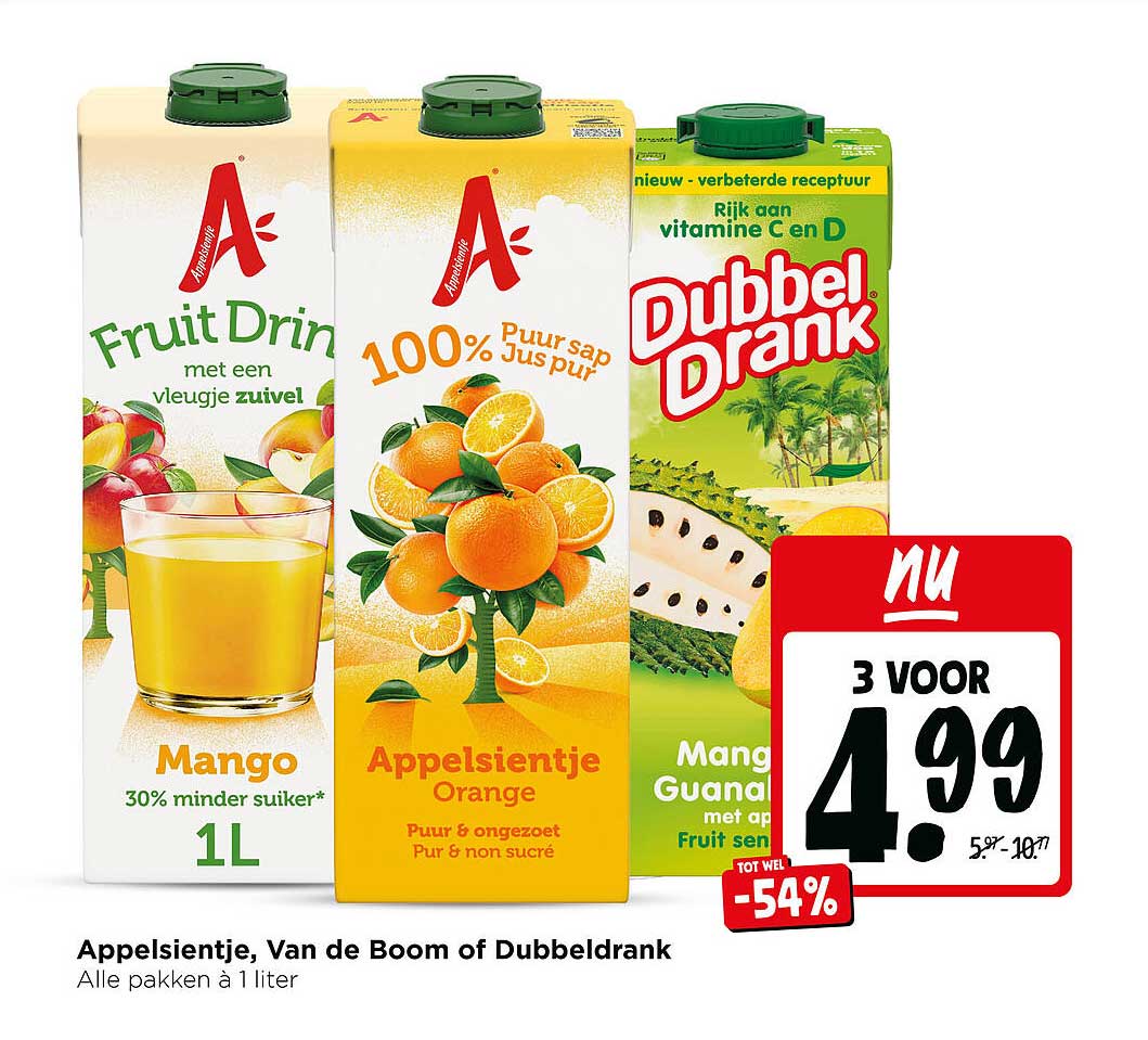 Appelsientje, Van de Boom of Dubbeldrank Alle pakken à 1 liter TOT WEL -54%