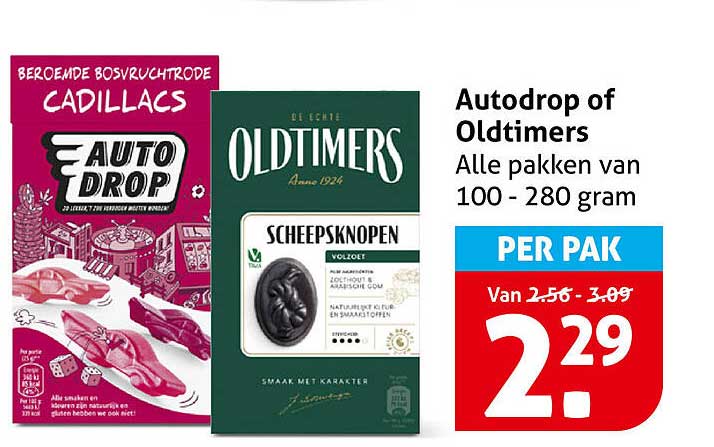 Autodrop of Oldtimers Alle pakken van 100 - 280 gram PER PAK