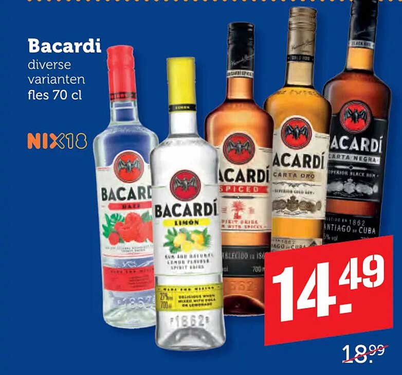 Bacardi diverse varianten fles 70 cl
