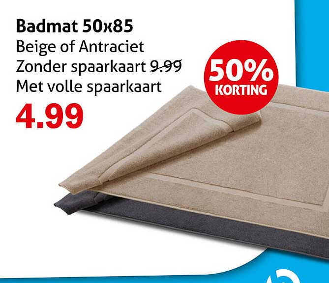 Badmat 50x85 Beige of Antraciet 50% korting