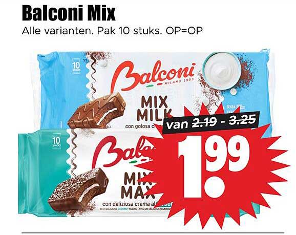 Balconi Mix Alle varianten. Pak 10 stuks. OP=OP
