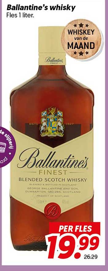Ballantine's whisky Fles 1 liter. WHISKEY van de MAAND