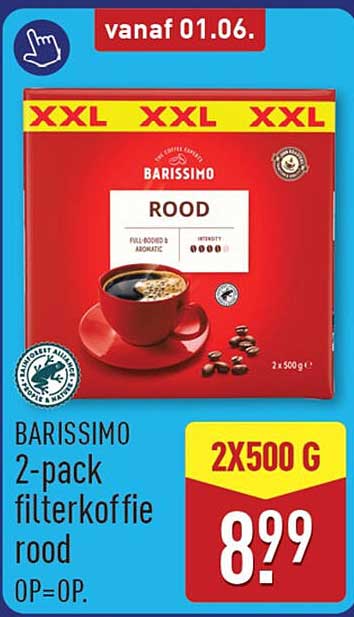 BARISSIMO 2-pack filterkoffie rood