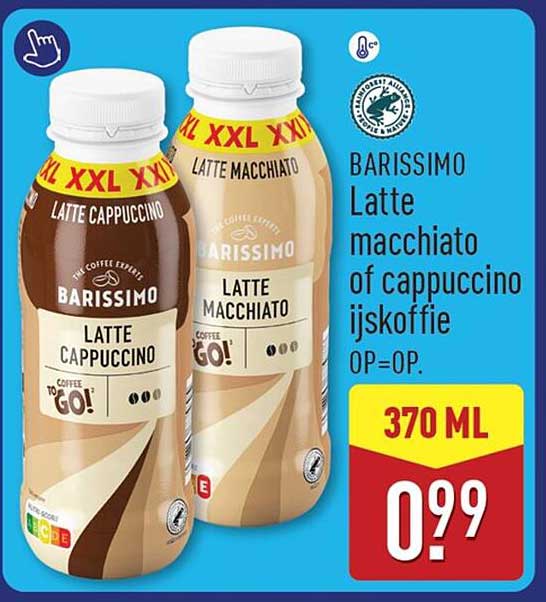 BARISSIMO Latte macchiato of cappuccino ijskoffie OP=OP. 370 ML