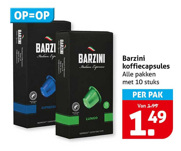 Barzini koffiecapsules Alle pakken met 10 stuks PER PAK