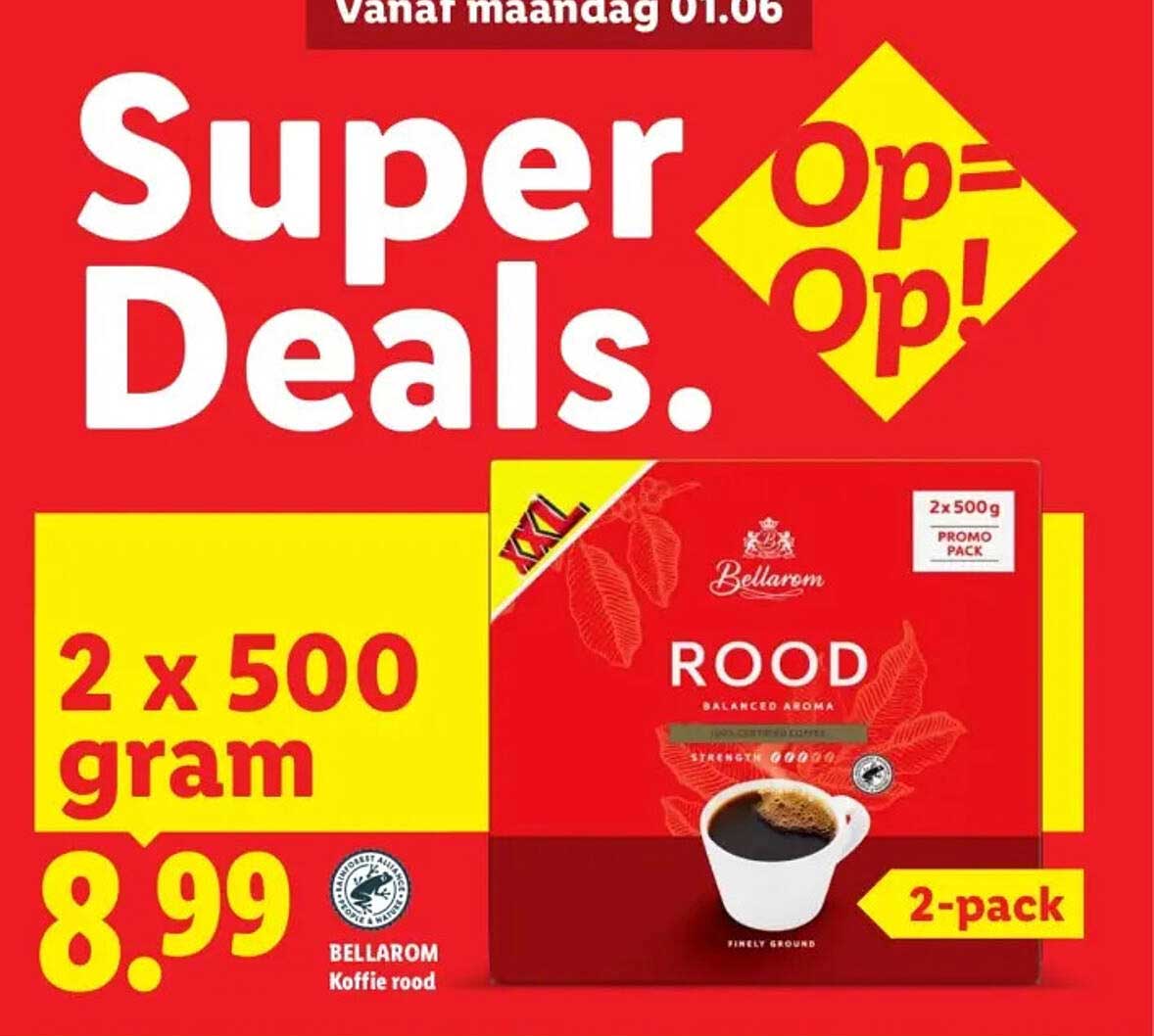 Bellarom Koffie rood 2 x 500 gram 2-pack