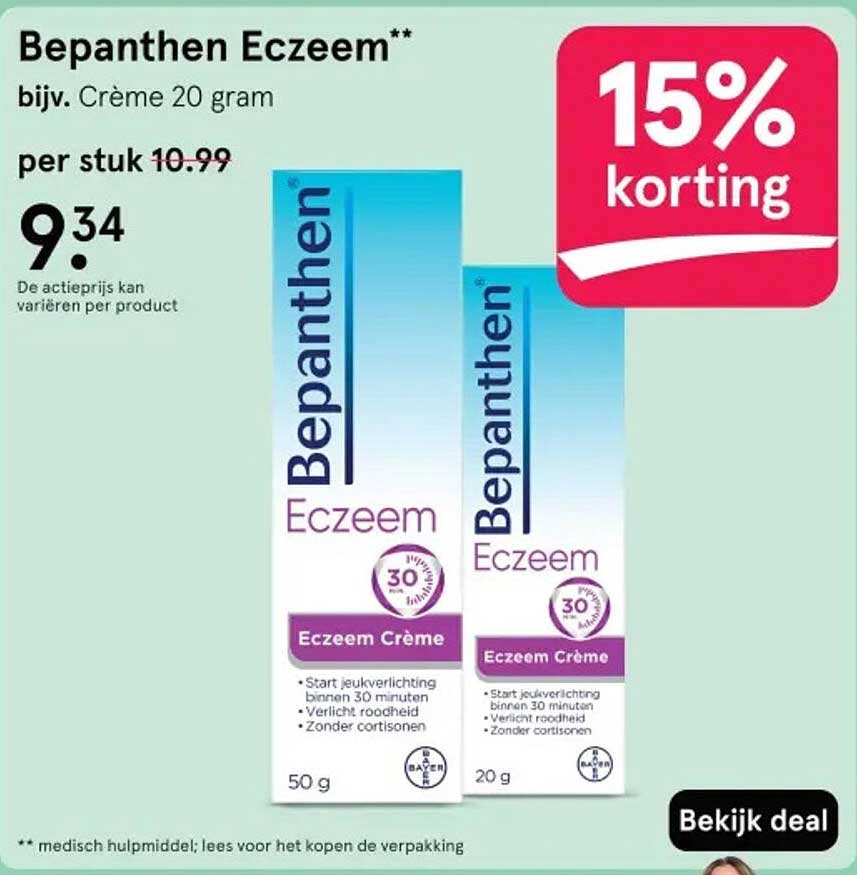 Bepanthen Eczeem** bijv. Crème 20 gram 15% korting