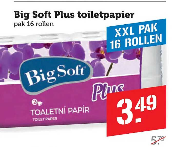 Big Soft Plus toiletpapier pak 16 rollen XXL PAK 16 ROLLEN