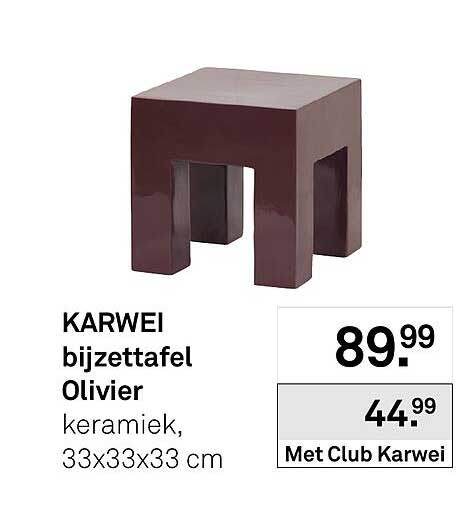 bijzettafel Olivier keramiek, 33x33x33 cm