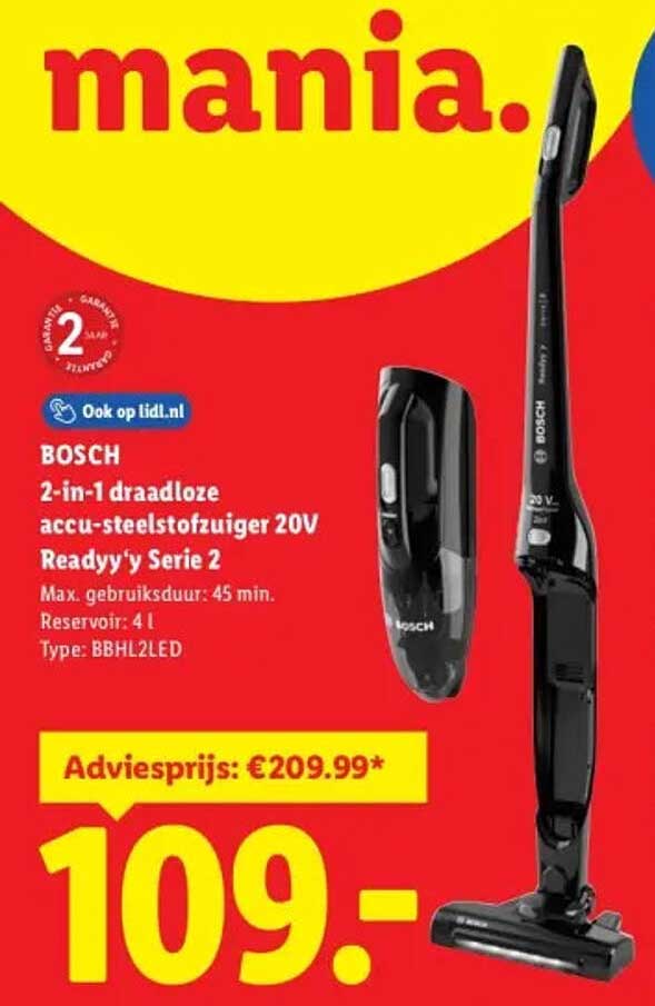 BOSCH 2-in-1 draadloze accu-stofzuiger 20V Readyy'y Serie 2