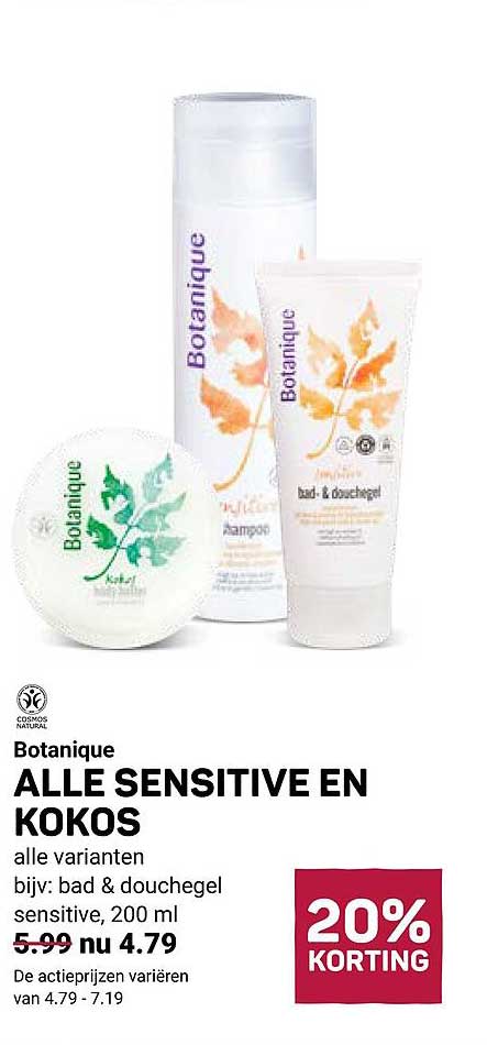Botanique ALLE SENSITIVE EN KOKOS 20% KORTING