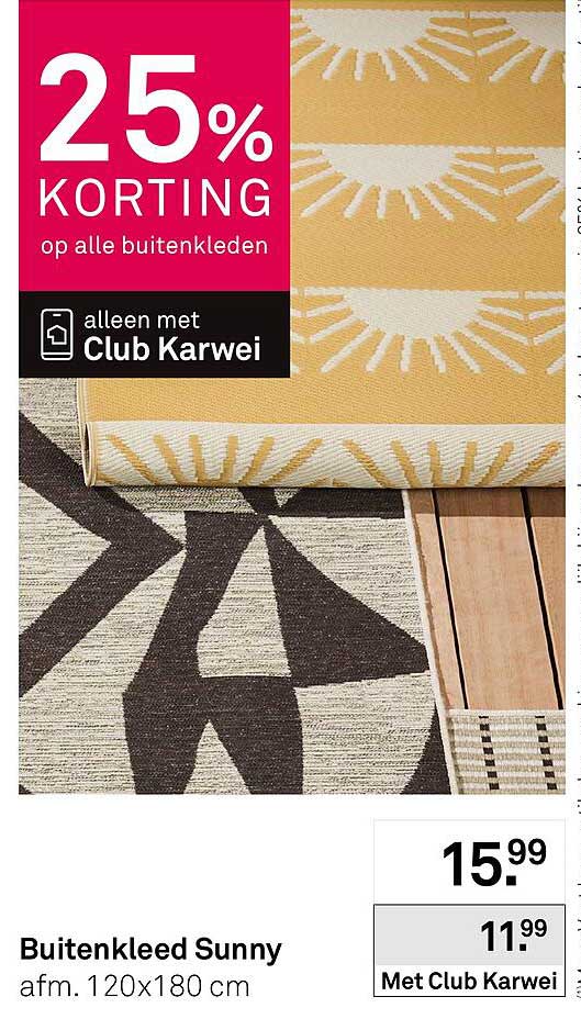 Buitenkleed Sunny 25% KORTING op alle buitenkleden alleen met Club Karwei