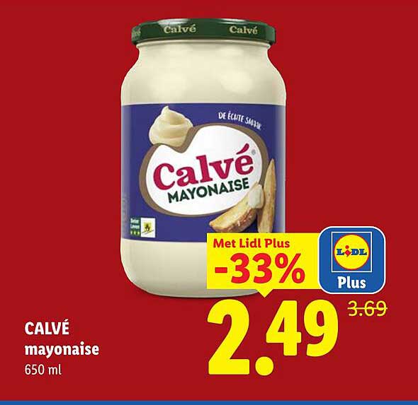CALVÉ mayonaise 650 ml Met Lidl Plus -33%
