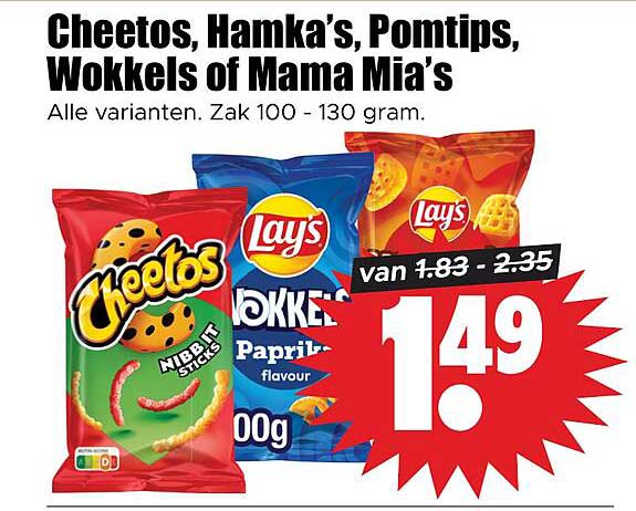 Cheetos, Hamka’s, Pomtips, Wokkels of Mama Mia’s