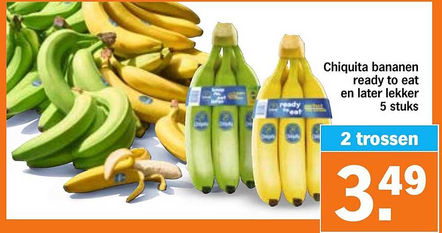Chiquita bananen ready to eat en later lekker 5 stuks 2 trossen