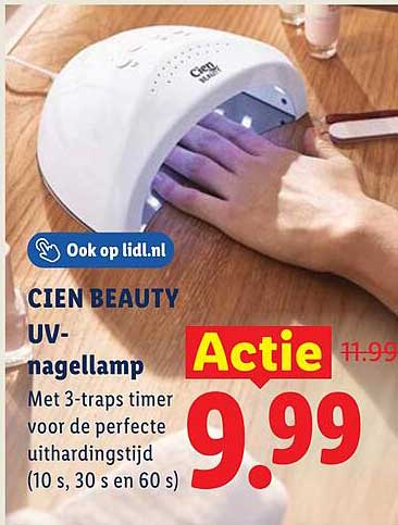 CIEN BEAUTY UV-nagellamp Met 3-traps timer voor de perfecte uithardingstijd (10 s, 30 s en 60 s) Actie