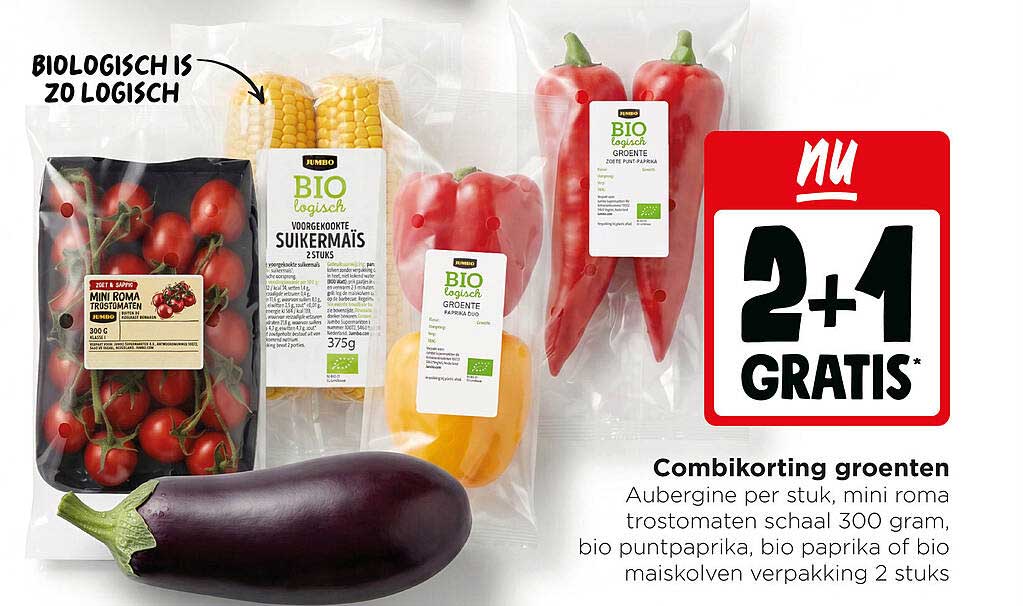 Combi korting groenten 2+1 gratis