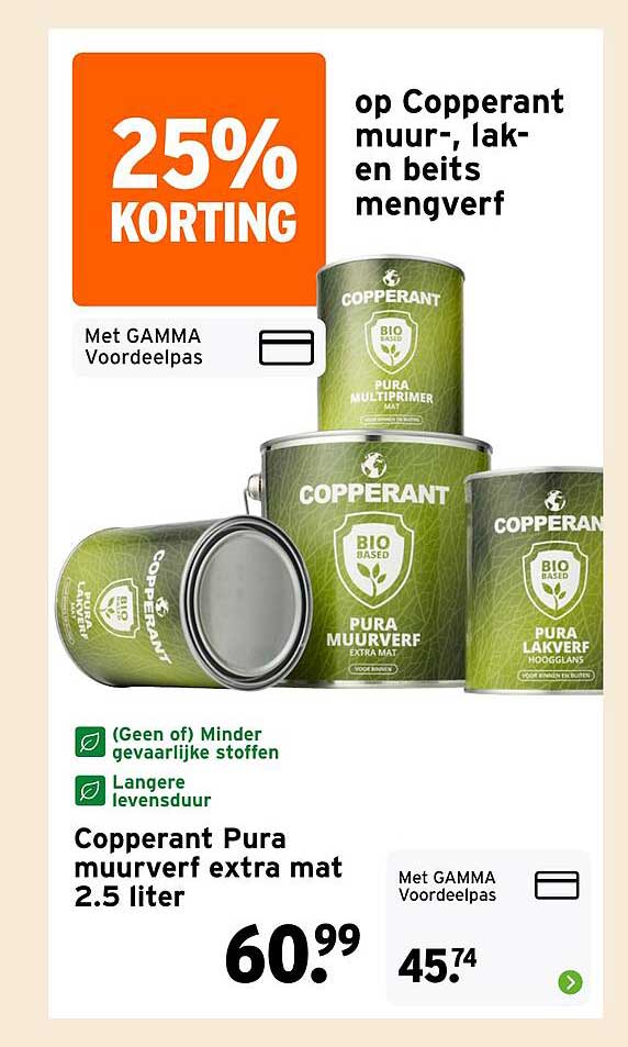 Copperant Pura muurverf extra mat 2.5 liter 25% KORTING