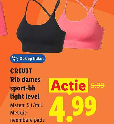 CRIVIT Rib dames sport-bh light level Actie