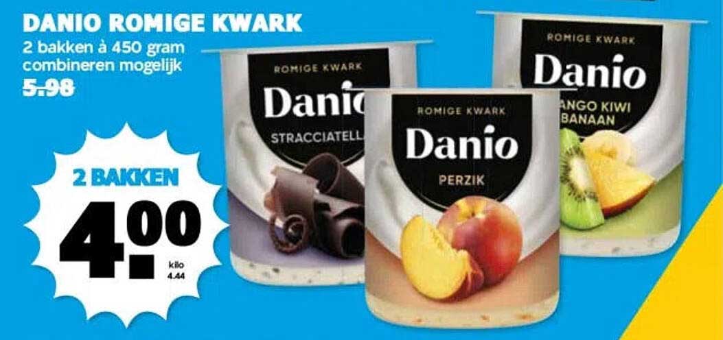 DANIO ROMIGE KWARK 2 bakken a 450 gram combineren mogelijk